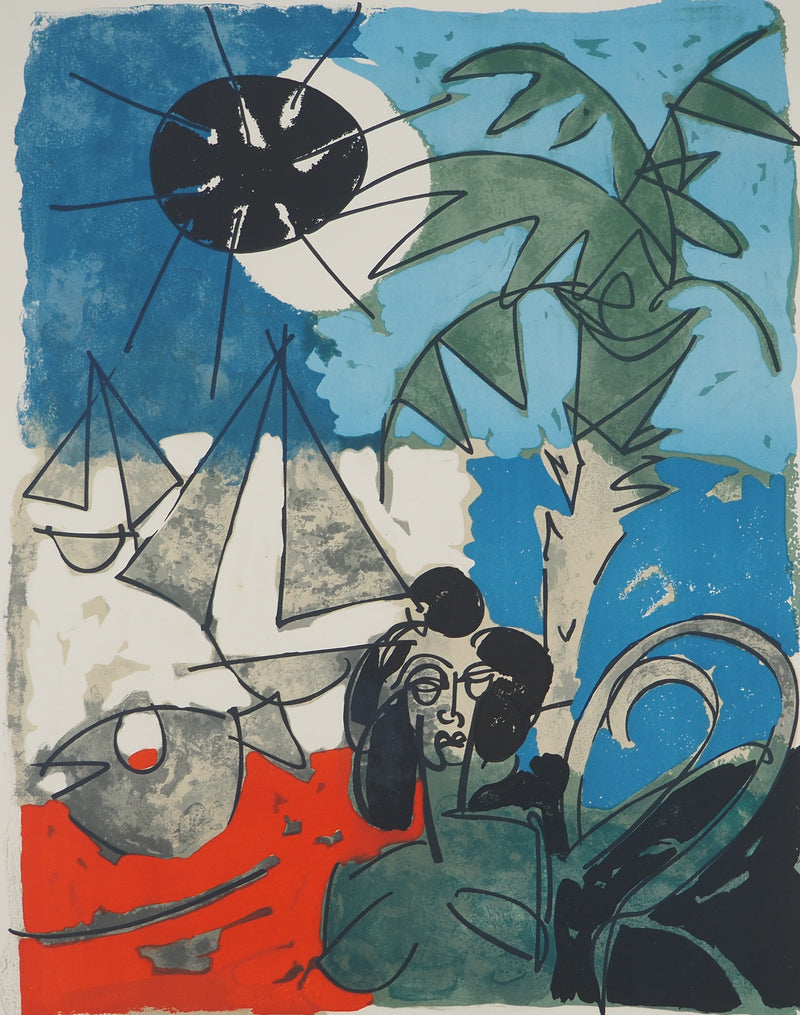 Claude VENARD : Femme en bord de mer, Lithographie originale (photo de détail 3) - Crédit photo : Galerie Art.Paris