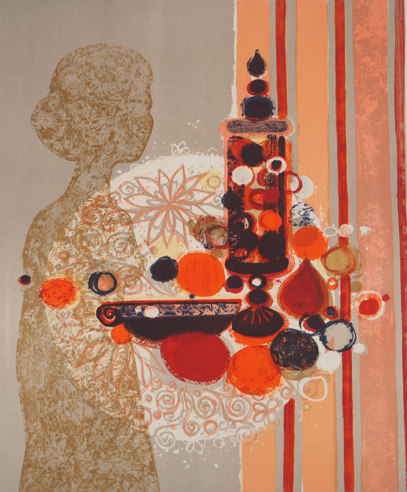 Frédéric MENGUY : Femme au panier de fruits, Lithographie originale (photo de détail 3) - Crédit photo : Galerie Art.Paris