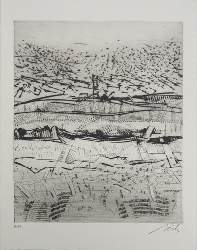 François BEALU : Composition abstraite , Gravure originale (vue générale) - Crédit photo : Galerie Art.Paris