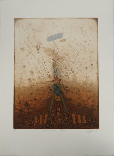 Georges DUSSAU : Les Chemins de papier, Gravure originale (vue générale) - Crédit photo : Galerie Art.Paris