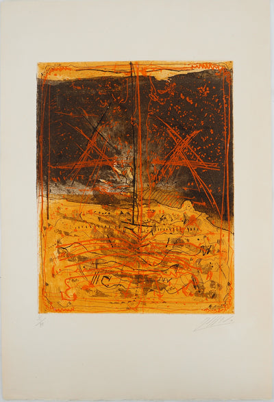 Georges DUSSAU : Les deux croix, Gravure originale (vue générale) - Crédit photo : Galerie Art.Paris