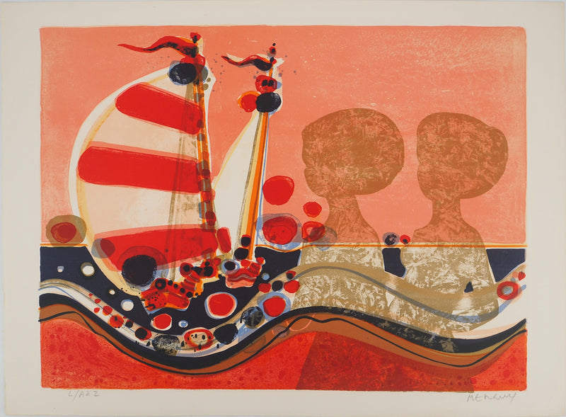 Frédéric MENGUY : Les voiliers, Lithographie originale (vue générale) - Crédit photo : Galerie Art.Paris