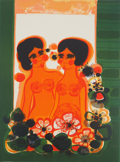 Frédéric MENGUY : Jeunes filles à la fenêtre, Lithographie originale (photo de détail 3) - Crédit photo : Galerie Art.Paris