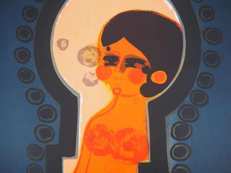 Frédéric MENGUY : La jeune fille à travers la serrure, Lithographie originale (photo de détail 4) - Crédit photo : Galerie Art.Paris