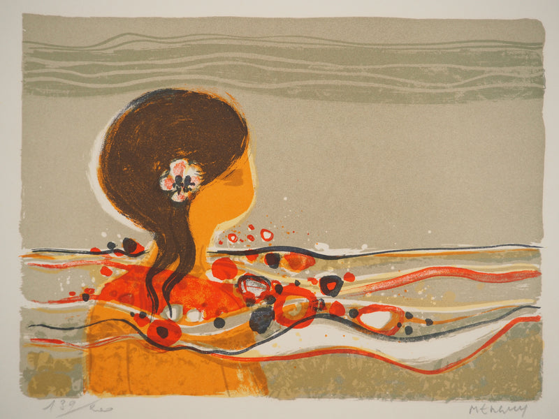 Frédéric MENGUY : Jeune fille à la fleur, Lithographie originale (photo de détail 3) - Crédit photo : Galerie Art.Paris