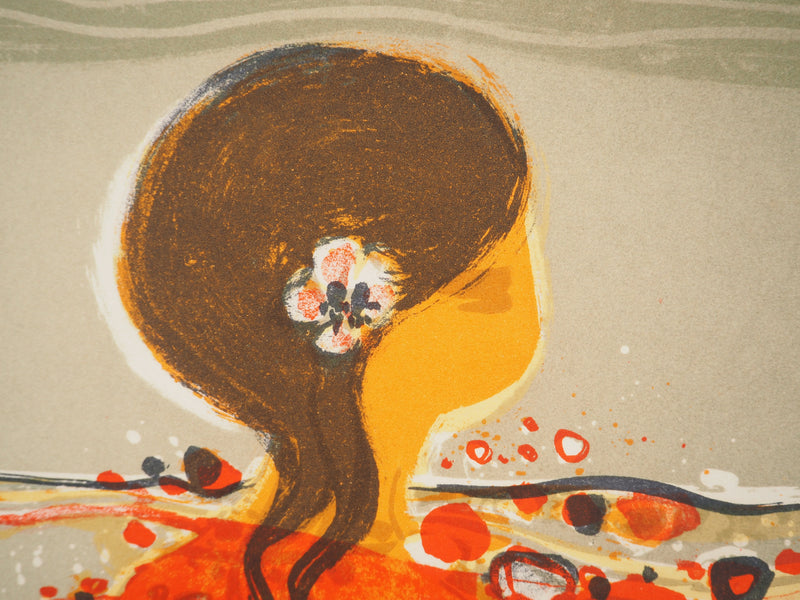 Frédéric MENGUY : Jeune fille à la fleur, Lithographie originale (photo de détail 4) - Crédit photo : Galerie Art.Paris
