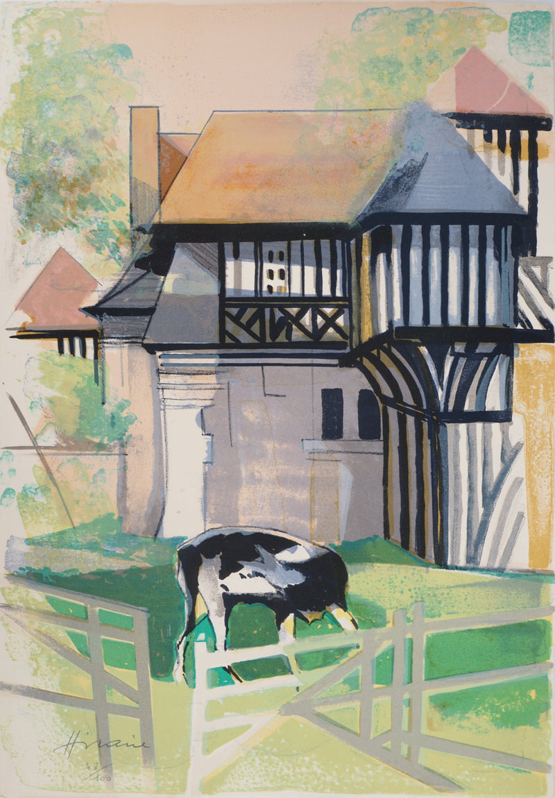 Camille HILAIRE : Maison normande à colombage, Lithographie originale (photo de détail 5) - Crédit photo : Galerie Art.Paris