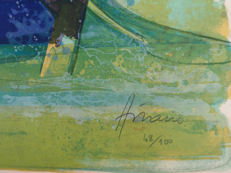 Camille HILAIRE : Normandie, les pommiers en fleur, Lithographie originale (photo de détail 2) - Crédit photo : Galerie Art.Paris