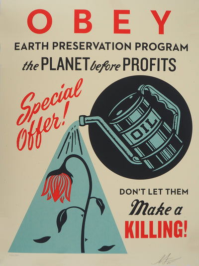 Shepard FAIREY : Ecologie: Earth Preservation, Sérigraphie originale (vue générale) - Crédit photo : Galerie Art.Paris