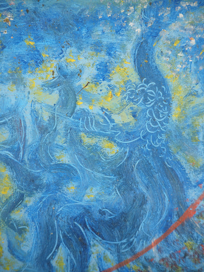 Meyer LAZAR : Jardin d'Eden en Bleu, Tableau original (photo de détail 5) - Crédit photo : Galerie Art.Paris