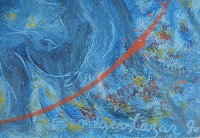 Meyer LAZAR : Jardin d'Eden en Bleu, Tableau original (photo de détail 2) - Crédit photo : Galerie Art.Paris