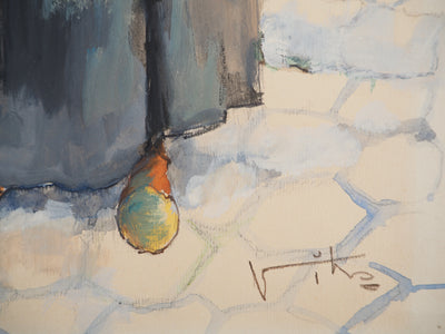 Victor VIKO : Ibiza, Vieille femme fumant, Aquarelle originale (photo de détail 2) - Crédit photo : Galerie Art.Paris