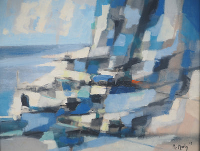 Marcel MOULY : Italie, Bord de Mer et Falaise, Tableau original (photo de détail 3) - Crédit photo : Galerie Art.Paris