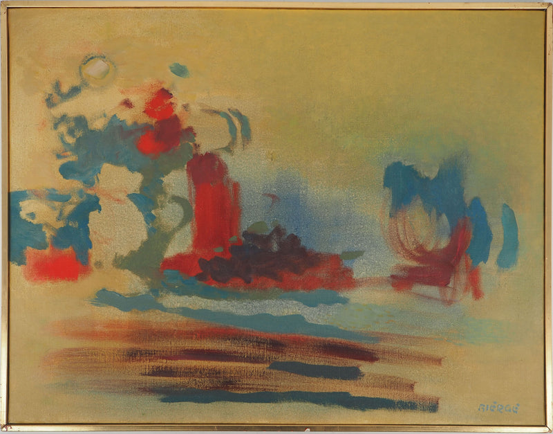 Roland BIERGE : Nature morte abstraite, Huile sur toile signée