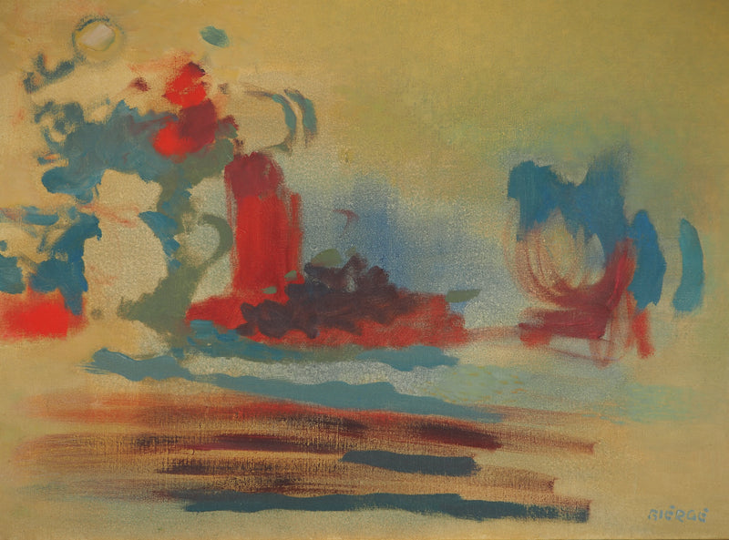 Roland BIERGE : Nature morte abstraite, Huile sur toile signée