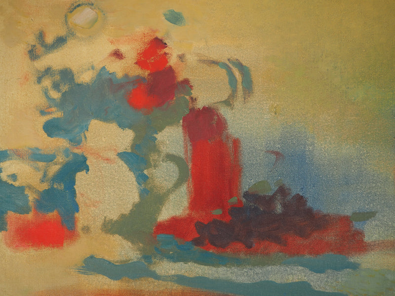 Roland BIERGE : Nature morte abstraite, Huile sur toile signée