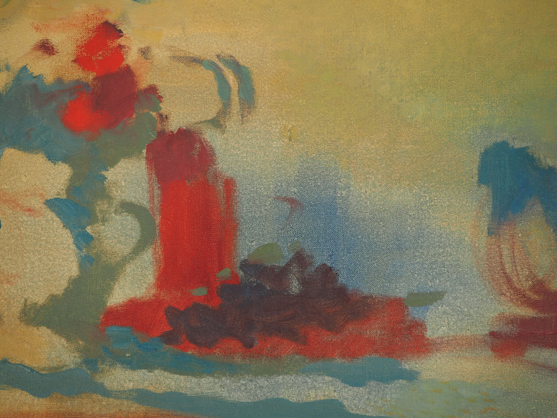 Roland BIERGE : Nature morte abstraite, Huile sur toile signée