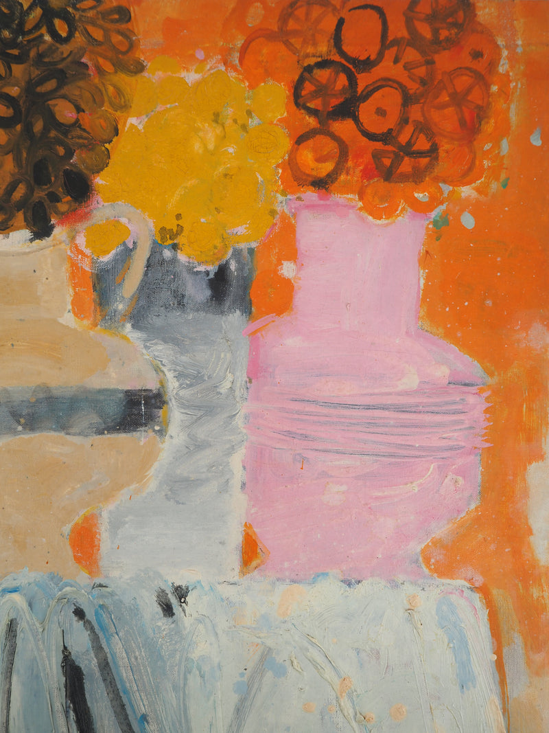 Albert ZAVARO : La table aux bouquets de fleurs, c, Tableau original (photo de détail 5) - Crédit photo : Galerie Art.Paris