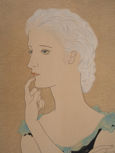 Léonard Tsuguharu FOUJITA : Jeune femme blonde, Gravure sur bois originale signée