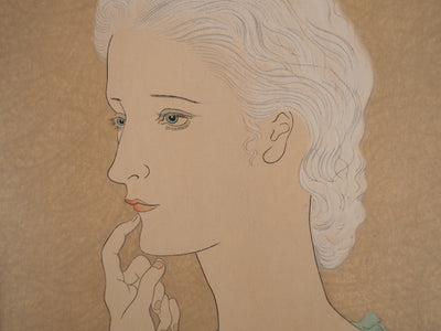 Léonard Tsuguharu FOUJITA : Jeune femme blonde, Gravure sur bois originale signée