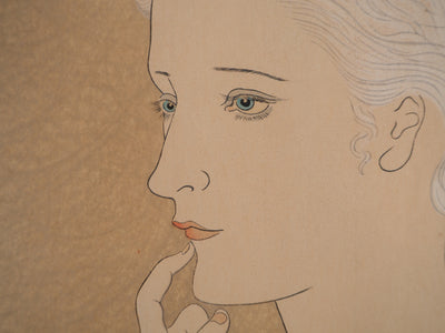 Léonard Tsuguharu FOUJITA : Jeune femme blonde, Gravure sur bois originale signée
