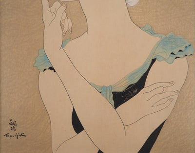 Léonard Tsuguharu FOUJITA : Jeune femme blonde, Gravure sur bois originale signée