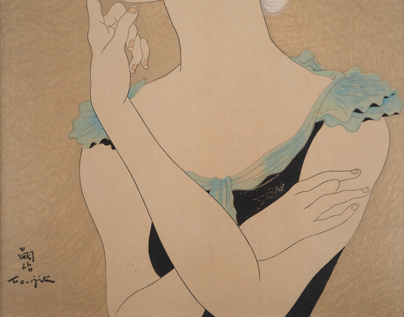 Léonard Tsuguharu FOUJITA : Jeune femme blonde, Gravure sur bois originale signée