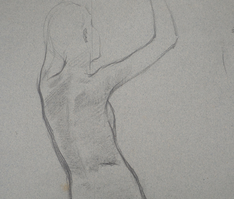 Léopold Franz KOWALSKI : Étude du nu féminin de dos, c, Dessin original (photo de détail 3) - Crédit photo : Galerie Art.Paris