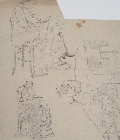 Léopold Franz KOWALSKI : Étude de la position assise, femme, c, Dessin original (photo de détail 2) - Crédit photo : Galerie Art.Paris