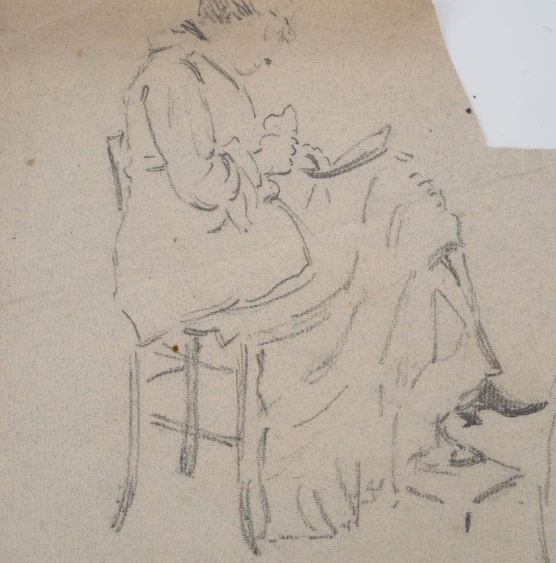 Léopold Franz KOWALSKI : Étude de la position assise, femme, c, Dessin original (photo de détail 3) - Crédit photo : Galerie Art.Paris