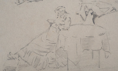 Léopold Franz KOWALSKI : Étude de la position assise, femme, c, Dessin original (photo de détail 5) - Crédit photo : Galerie Art.Paris