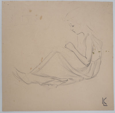 Léopold Franz KOWALSKI : Fillette de profil, c, Dessin original (vue générale) - Crédit photo : Galerie Art.Paris