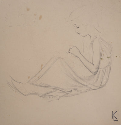 Léopold Franz KOWALSKI : Fillette de profil, c, Dessin original (photo de détail 2) - Crédit photo : Galerie Art.Paris