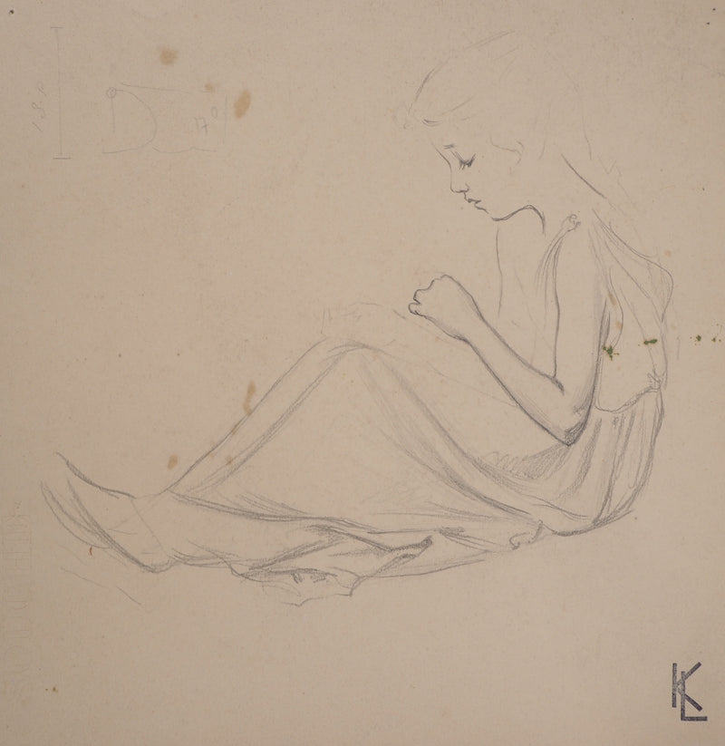 Léopold Franz KOWALSKI : Fillette de profil, c, Dessin original (photo de détail 2) - Crédit photo : Galerie Art.Paris