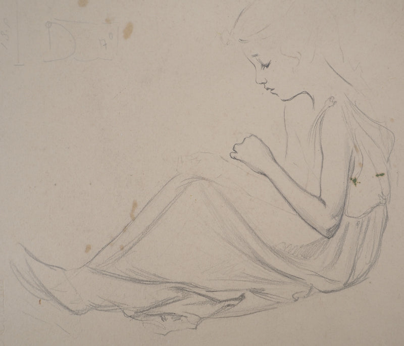 Léopold Franz KOWALSKI : Fillette de profil, c, Dessin original (photo de détail 3) - Crédit photo : Galerie Art.Paris