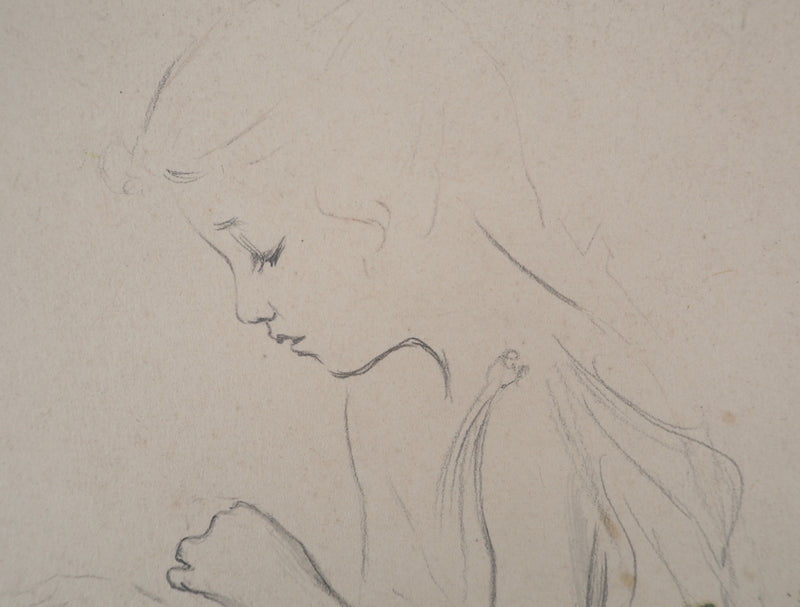Léopold Franz KOWALSKI : Fillette de profil, c, Dessin original (photo de détail 4) - Crédit photo : Galerie Art.Paris