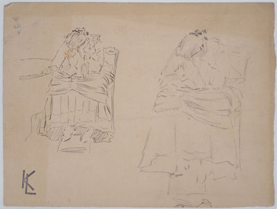 Léopold Franz KOWALSKI : Sujet féminin à la lecture, c, Dessin original (vue générale) - Crédit photo : Galerie Art.Paris