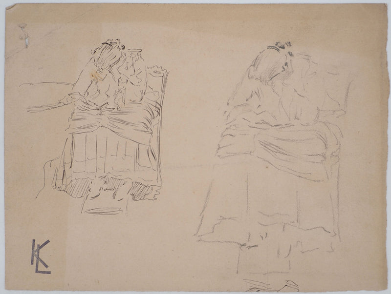 Léopold Franz KOWALSKI : Sujet féminin à la lecture, c, Dessin original (vue générale) - Crédit photo : Galerie Art.Paris