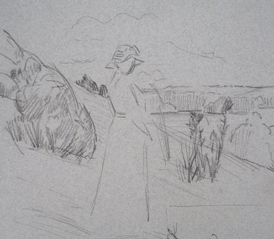 Léopold Franz KOWALSKI : Silhouette féminine et paysage, c, Dessin original (photo de détail 4) - Crédit photo : Galerie Art.Paris
