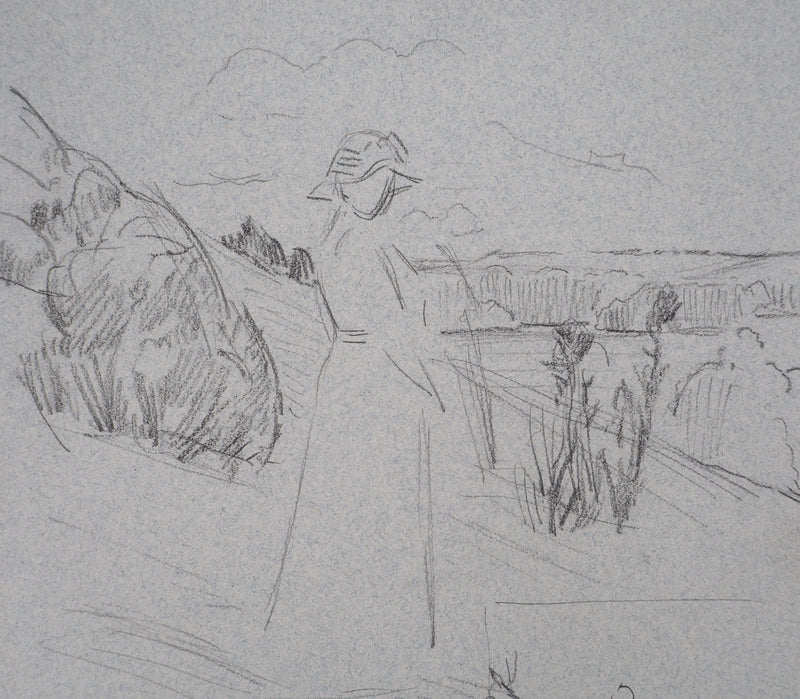 Léopold Franz KOWALSKI : Silhouette féminine et paysage, c, Dessin original (photo de détail 4) - Crédit photo : Galerie Art.Paris