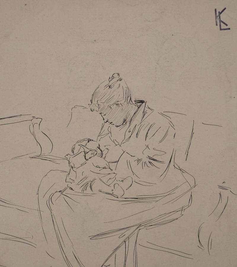 Léopold Franz KOWALSKI : Une mère et son enfant, c, Dessin original (photo de détail 2) - Crédit photo : Galerie Art.Paris