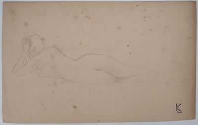 Léopold Franz KOWALSKI : Nu féminin de dos, c, Dessin original (vue générale) - Crédit photo : Galerie Art.Paris