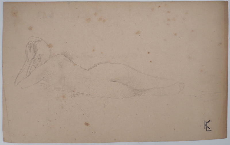 Léopold Franz KOWALSKI : Nu féminin de dos, c, Dessin original (vue générale) - Crédit photo : Galerie Art.Paris