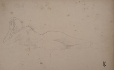 Léopold Franz KOWALSKI : Nu féminin de dos, c, Dessin original (photo de détail 2) - Crédit photo : Galerie Art.Paris