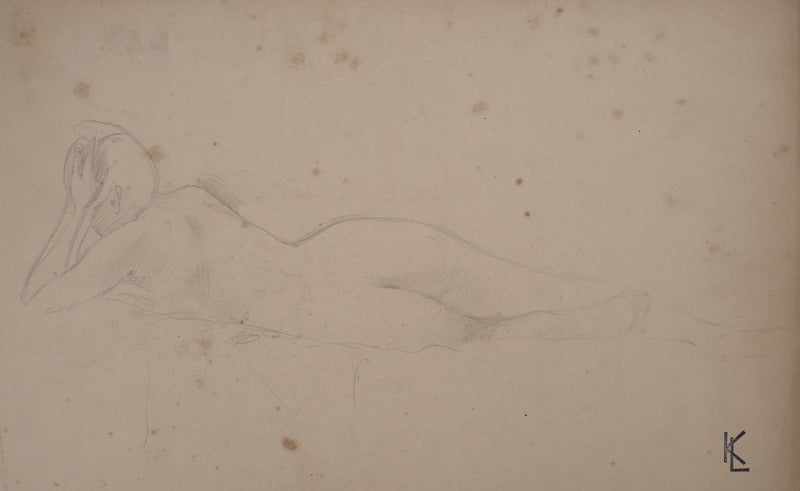 Léopold Franz KOWALSKI : Nu féminin de dos, c, Dessin original (photo de détail 2) - Crédit photo : Galerie Art.Paris