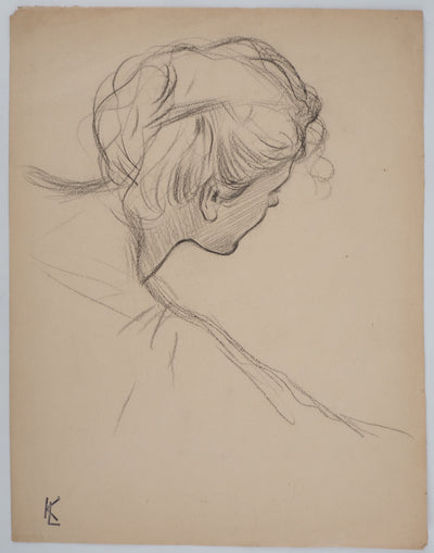 Léopold Franz KOWALSKI : Portrait féminin, c, Dessin original (vue générale) - Crédit photo : Galerie Art.Paris