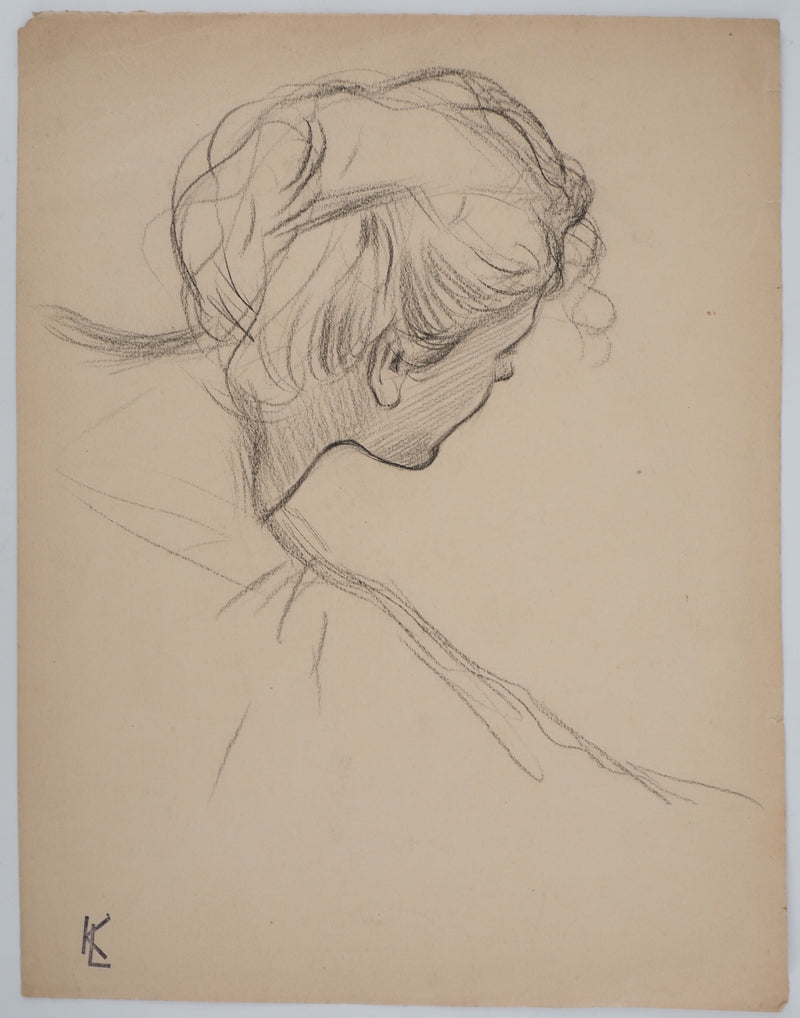 Léopold Franz KOWALSKI : Portrait féminin, c, Dessin original (vue générale) - Crédit photo : Galerie Art.Paris