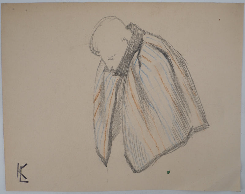 Léopold Franz KOWALSKI : Le soldat en cape, c, Dessin original (vue générale) - Crédit photo : Galerie Art.Paris