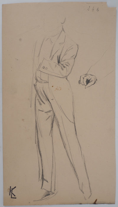 Léopold Franz KOWALSKI : Homme en smoking, c, Dessin original (vue générale) - Crédit photo : Galerie Art.Paris