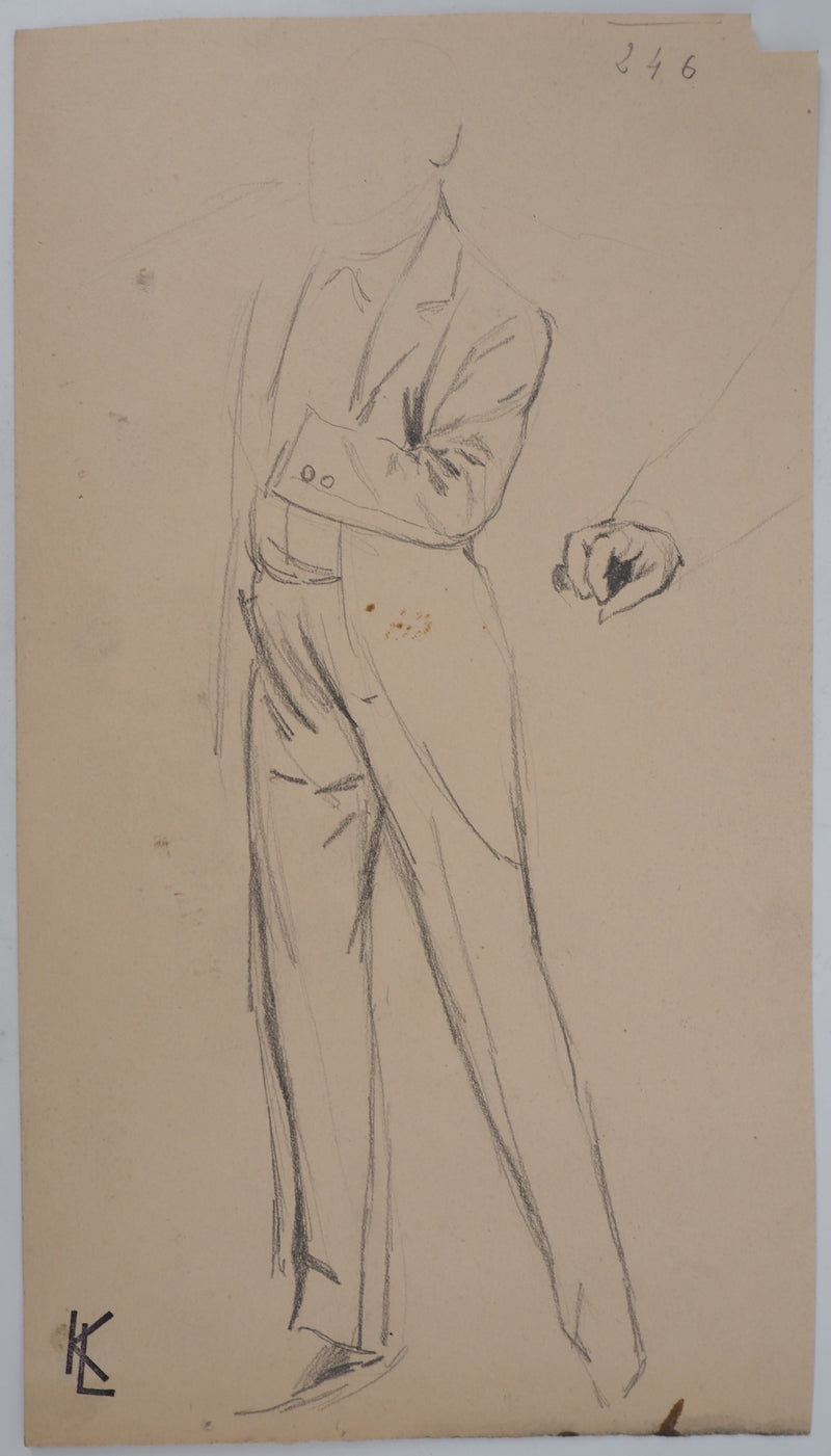 Léopold Franz KOWALSKI : Homme en smoking, c, Dessin original (vue générale) - Crédit photo : Galerie Art.Paris